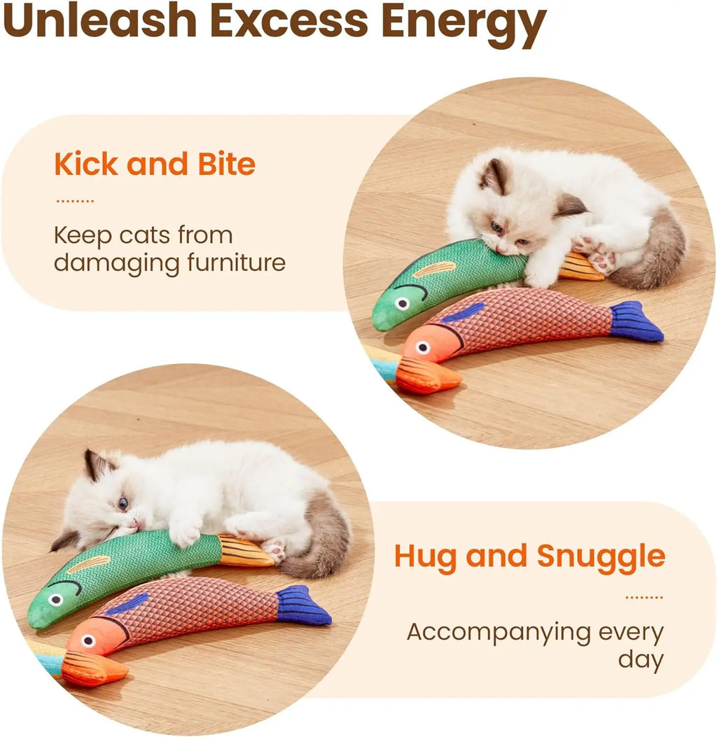 😺HappyPaws Colorful Fish Cat Toy