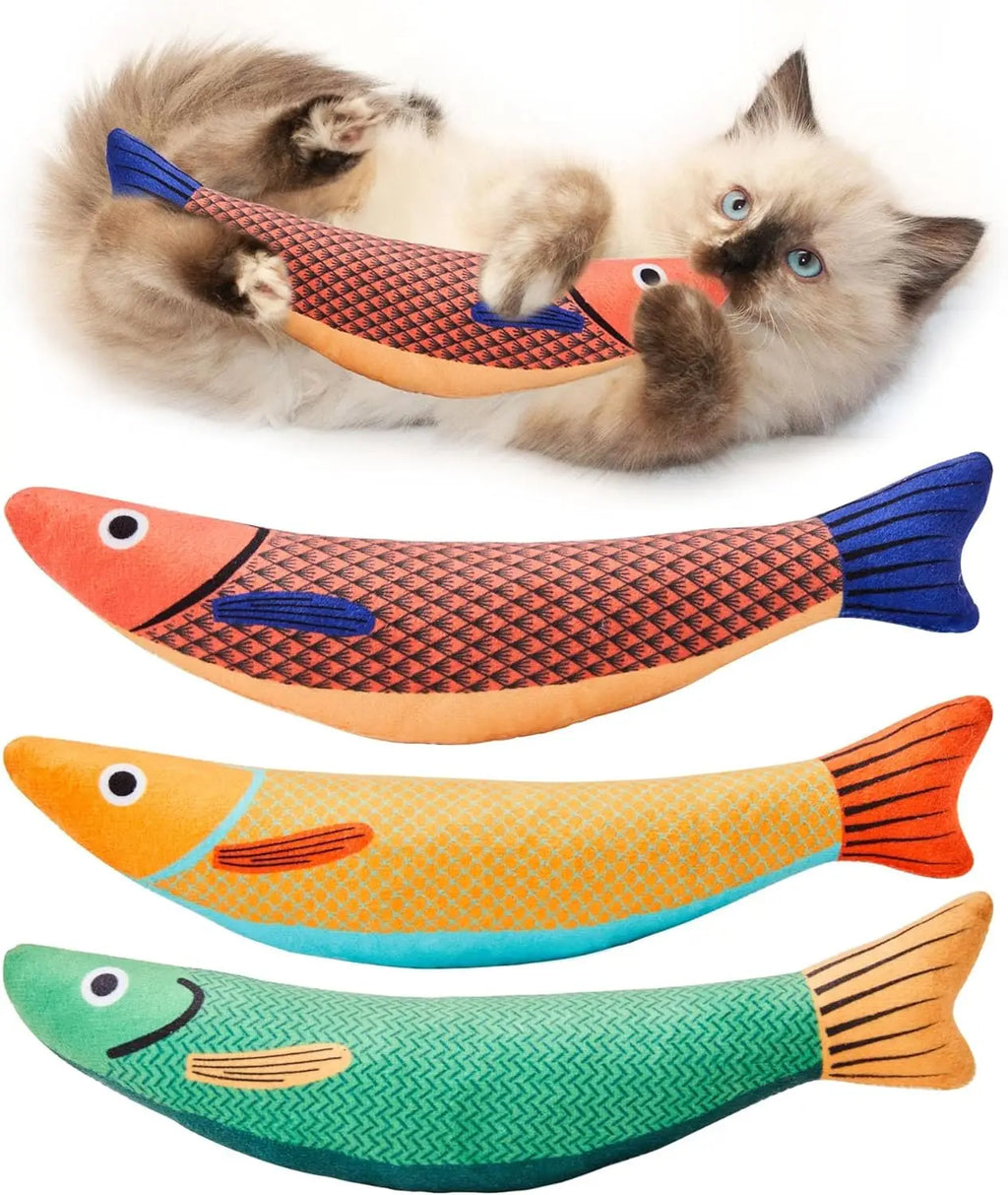 😺HappyPaws Colorful Fish Cat Toy