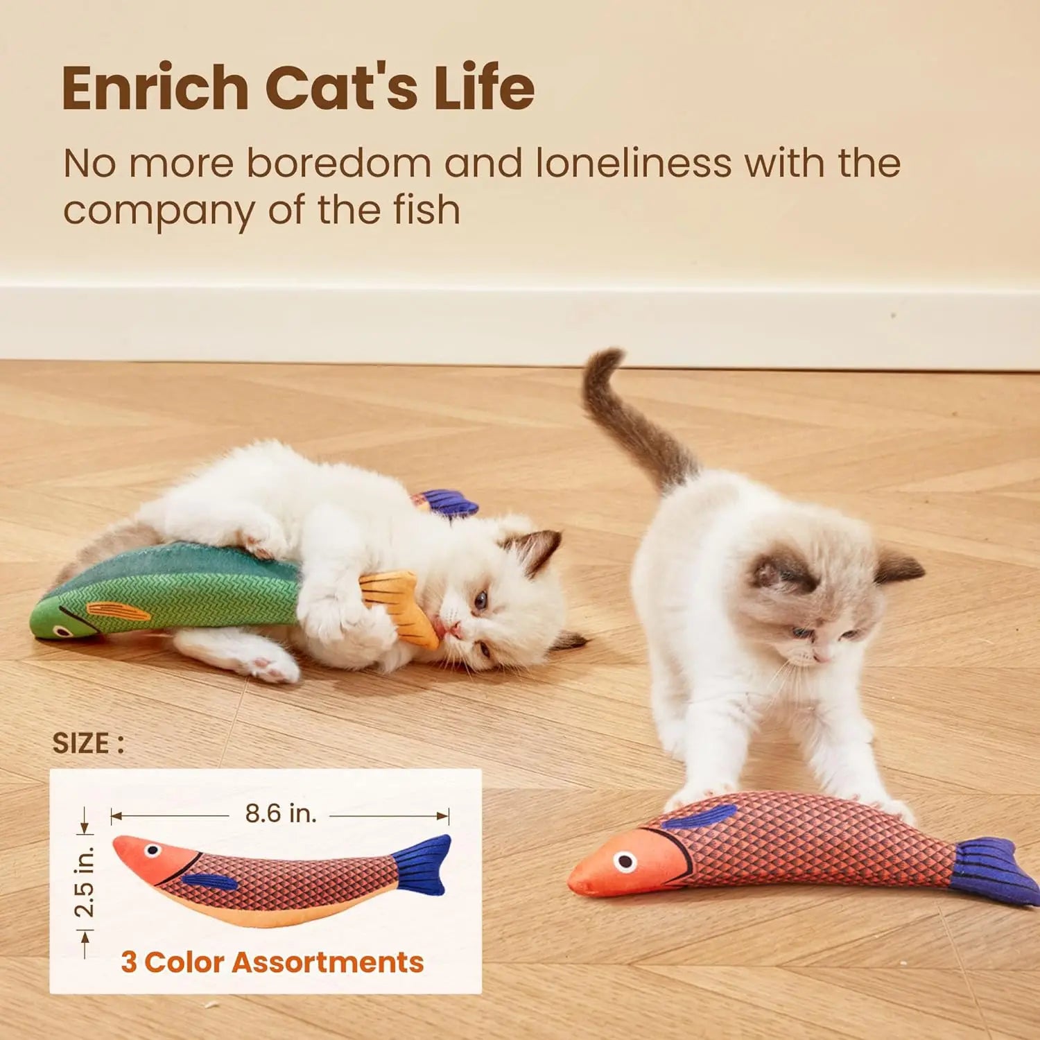 😺HappyPaws Colorful Fish Cat Toy