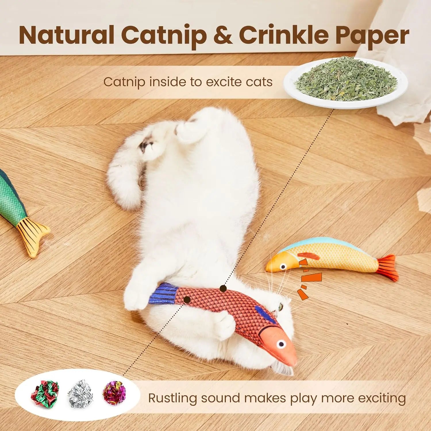 😺HappyPaws Colorful Fish Cat Toy