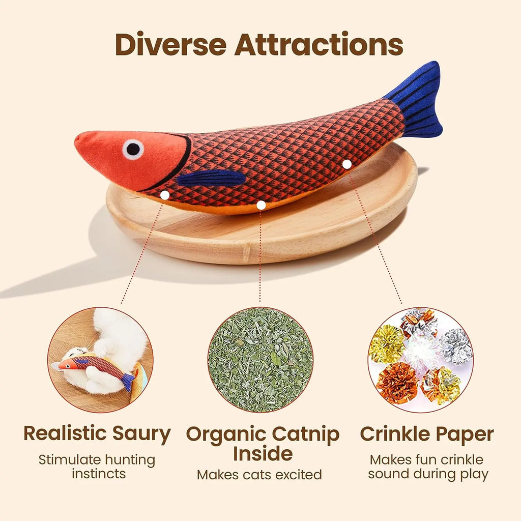 😺HappyPaws Colorful Fish Cat Toy